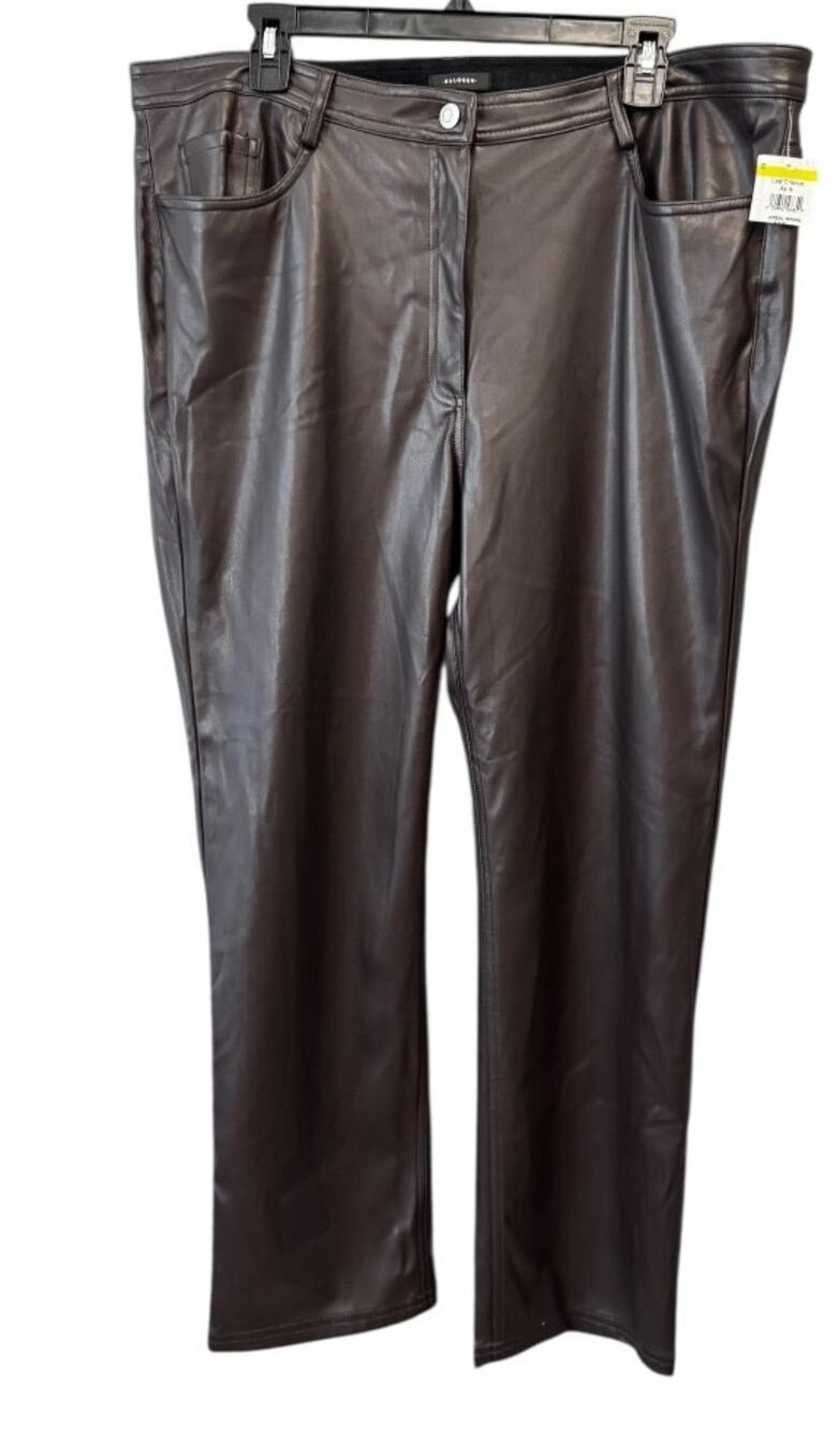 New HALOGEN Women's Black 5-Pocket Leather Pants Size 16W
